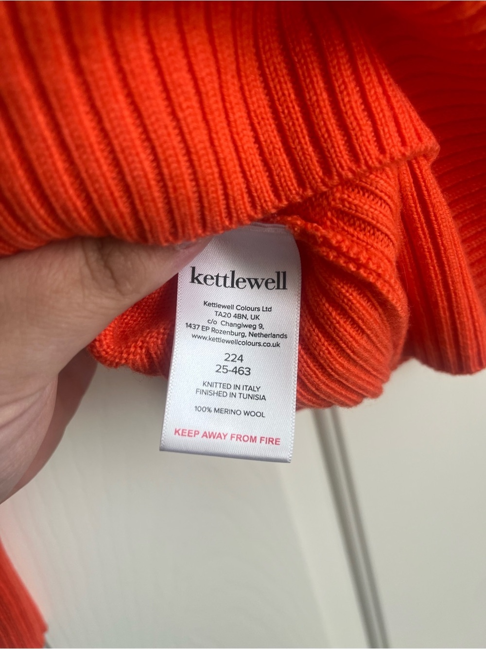 Classic Crewneck 100% Wool Sweater in Vibrant Orange - Picture 3 of 3